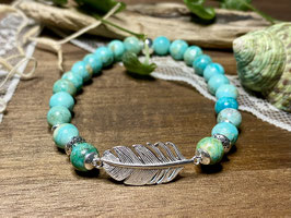 Armband Peru-Türkis mit Feder aus Silber 925