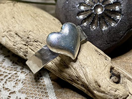 Fingerring Herz aus Feinsilber und Silber 925