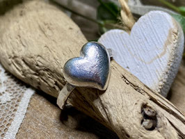 Schmaler Fingerring Herz aus Feinsilber und Silber 925