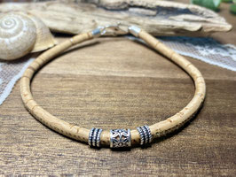 Korkarmband in Natur mit Silberornament