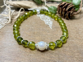 Armband Peridot mit Süsswasser-Perle und Silber 925