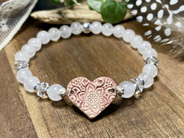 Duft-Armband aus Rosenquarz und Keramik mit Duftöl