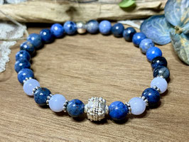 Armband Dumortierit und Chalcedon mit Silber 925