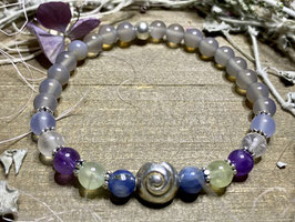 Armband Achat und bunte Steine mit Schnecke aus Silber 925