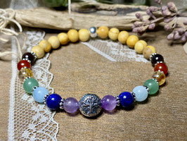 Chakra-Armband mit Palo Santo-Holz und Silber 925