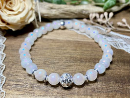 Armband Rosenquarz bedampft mit Silber 925