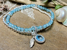 Doppeltes Armband aus blauem Topas und Silber 925