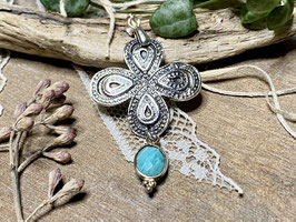 Boho-Anhänger aus Feinsilber mit Amazonit
