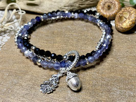 Dreifaches Armband aus Iolith, Spinell und Silber 925