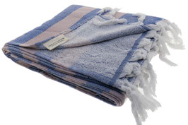 Hamamtuch Frottee (marineblau/rosa)