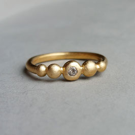 900 Goldplattierter Kügelchenring mit Topas, Gr. 52