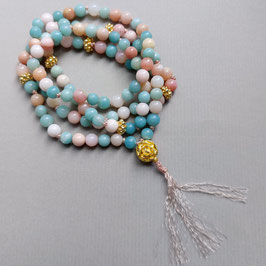 Handgeknüpfte Amazonit-Pinkopal-Kette