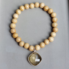 Holzperlen Armband mit großem Türkisanhänger 925