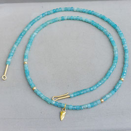 Amazonitwürfelchen-Collier 750 Gold