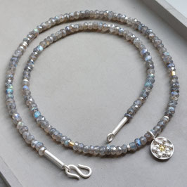 Labradorit-Collier Silber und 750 Gold