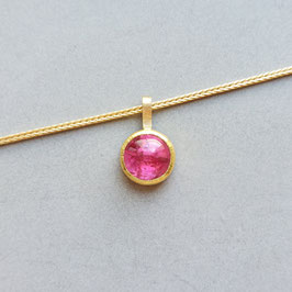 999 Feingoldanhänger runder pinker Turmalin Cabochon