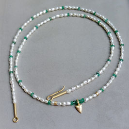 Zuchtperlen-Smaragd-Collier 750 Gold