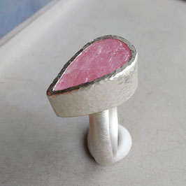 Rosa Kunzitkristall Ring Feinsilber und Silber, Gr. 54