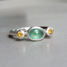 Turmalin-Citrin-Ring in Feinsilber und Silber