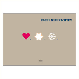 Frohe Weihnachten - Herz, Keks, Schnee