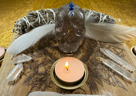 Shamanic Wolf Kristallschädel aus Rauchquarz