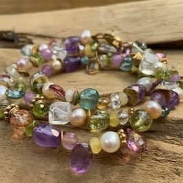 Halskette "Edelsteinmix" Gold