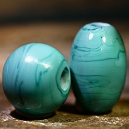 Solo-Glasperlen für Halsschmuck "Türkis-Kugel/Olive"