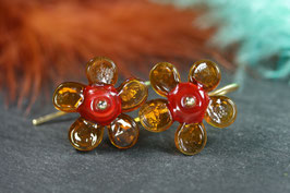 Ohrschmuck "Blumen-Orange-Rot"