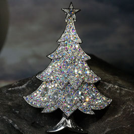 Brosche "Glitzerbaum-Silber"