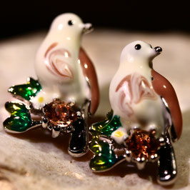 Ohrstecker Emaille "Tauben" Silber