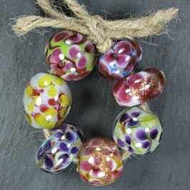 Set "Glasblumen-Lila-Pink-Gelb"