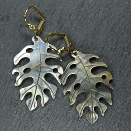 Ohrschmuck "Perlmutt-Blätter" Silber oder Gold