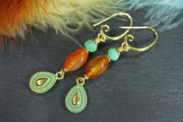 Ohrschmuck "Orange-Türkis-Gold"