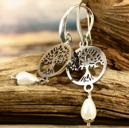 Ohrschmuck "Lebensbaum" Silber-Perle