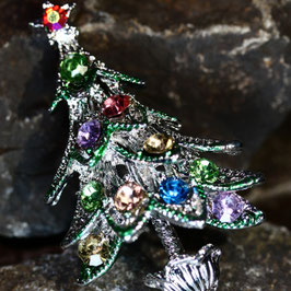 Brosche "Baum-Bunt-Silber"