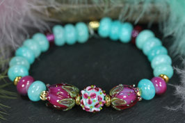 Armband "Rosen-Pink-Türkis"