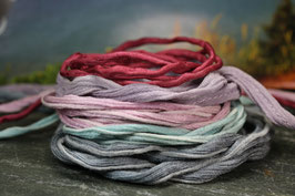 Seidenbänder 5 Stück Ziegelrot, Mauve, Rosa, türkis, Jeansblau