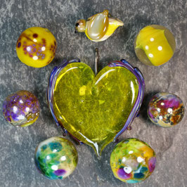 Set "Vogel-Herz-Kugeln"