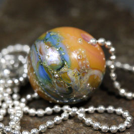 Halskette "Karamell-Blau-Silber"