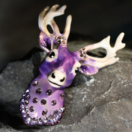 Brosche "Hirsch-Lila"