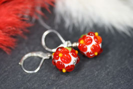 Ohrschmuck "Blüten-Rot-Silber"