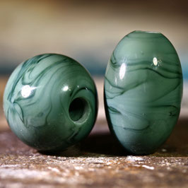 Solo-Glasperlen für Halsschmuck "Petrol-Kugel/Olive"