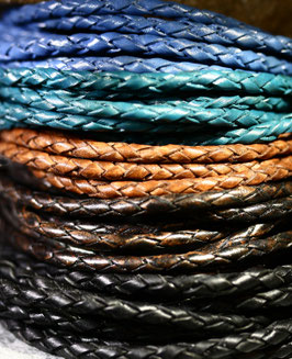 Armbänder  Flechtleder-Silber "Midnight"