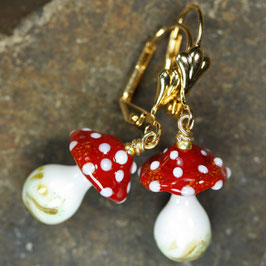 Ohrschmuck "Fliegenpilze-Gold"