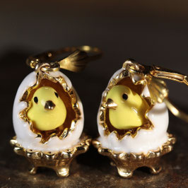 Ohrschmuck "Küken im Ei" Emaille