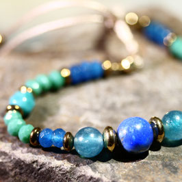 Kraftschmuck-Armband "Lapis & Apatit" Blau-Türkis-Gold