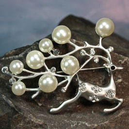 Brosche "Rentier-Perlen"