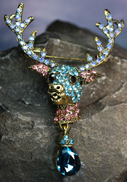 Brosche & Kettenanhänger "Rudi-Blau-Türkis"