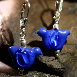 Ohrschmuck "Vögel" Blau-Silber