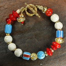 Armschmuck "Rot-Türkis-Gold"